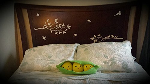 Tree Branches Wall Decal With Birds Vinyl Sticker Nursery Leaves 40'' Wide X 18'' High As Shown (Matte White)
