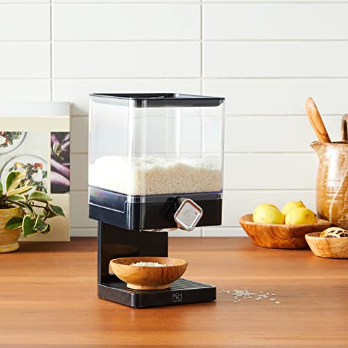 Honey-Can-Do Compact Dry Food Dispenser, Single Control, Black/Chrome, Model KCH-06127