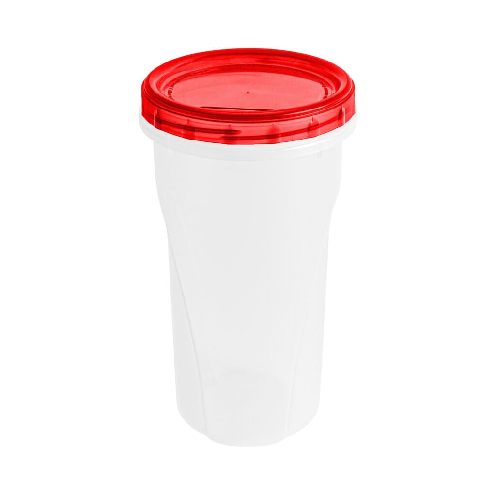 [48 Oz - Red - 4 Pk] Large Deli Food Storage Screw And Seal Containers 48 Oz Stackable Reusable Mirowave Dishwasher Safe Quality