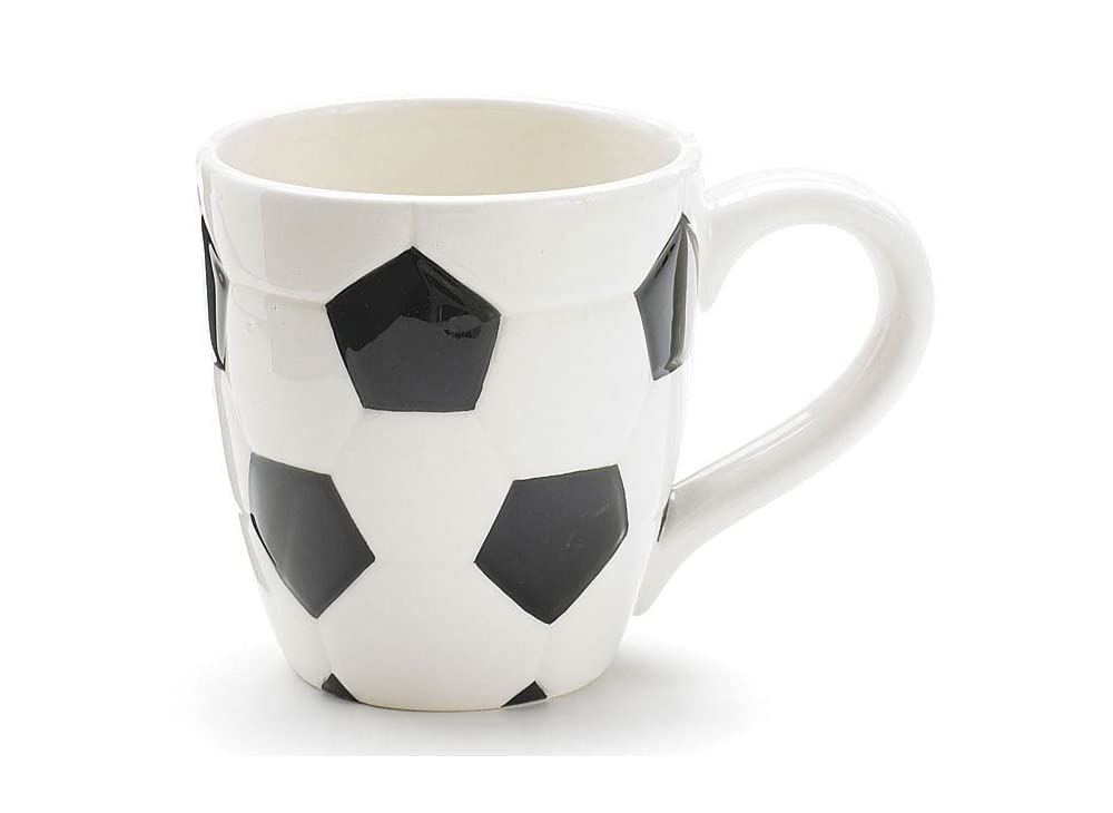 Ceramic Soccer Ball Design Sports Coffee Tea Mug With Handle Great Gift Idea For Coaches, Soccer Fans, Soccer Players - Black/Wh