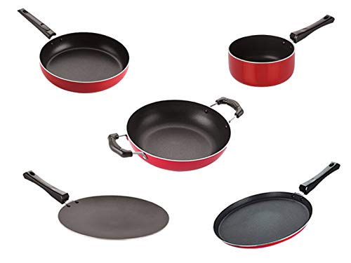 Nirlon Non Stick Cookware Kitchen Cooking Essential Gift Set Of 5 Pieces (26_Ct_Kd13_Spb_Ft11_Fp12)