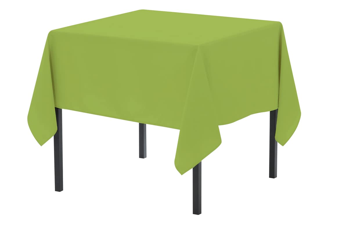 Pomp Apple Green 52 X 52 Premium Polyester Tablecloth  Wrinkle + Stain Resistant Easy Care Fabric  Fits 6Ft Rectangle Table