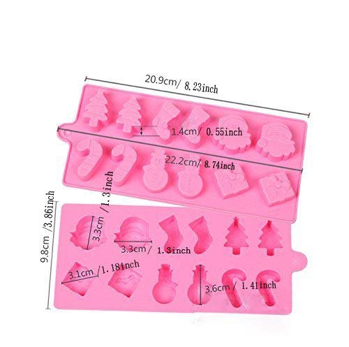 Megrocle 2 Pack 12-Cavity Christmas Silicone Candy Molds, Jelly Mold, Chocolate Mold And Ice Cube Trays - Reusable And Non-Stick