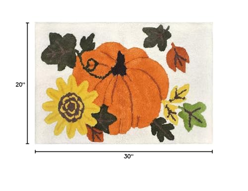 Gilbins Halloween Pumpkin Thanksgiving Harvest Season Decor Square Water Absorbent Bathroom Vanity Bath Rug 20X30, 100% Cotton A