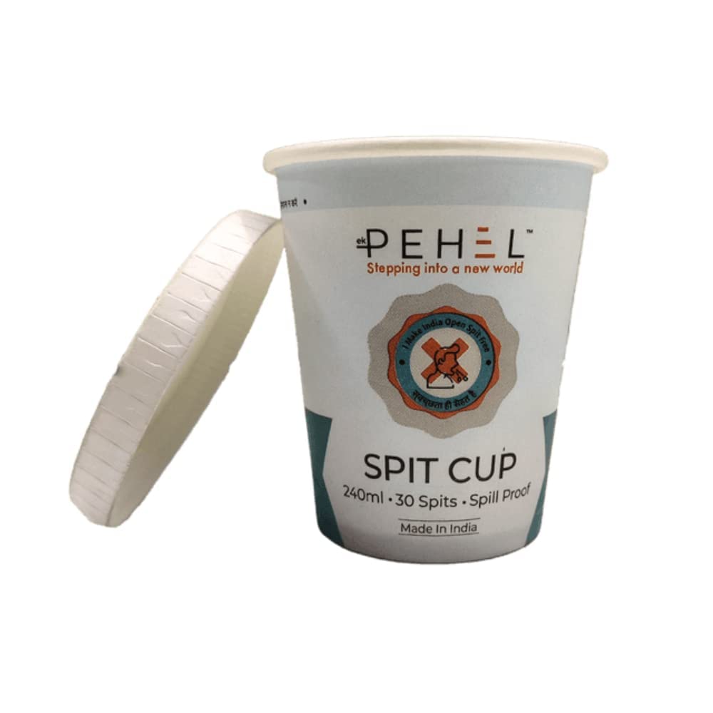Ekpehel Disposable Paper Spitting Cup - Pack Of 10, Unique Mechanism Solidifies The Liquid Waste, Sputum Spit Mug With Lid Cover