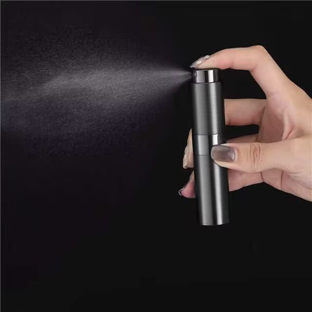 LISAPACK Brushed Atomizer Perfume Spray Bottle - 8ML, Refillable, Portable, Aluminum, Black
