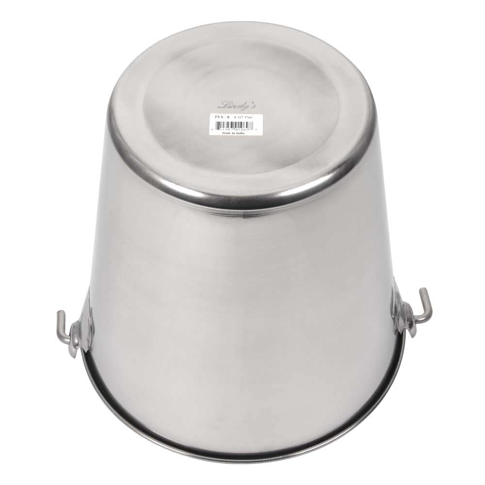 Lindy'S 8-Quart Stainless Steel Bucket, Durable Seamless Bucket For Home, Carry Water Or Milk, Fill With Food, Cleaning Bucket