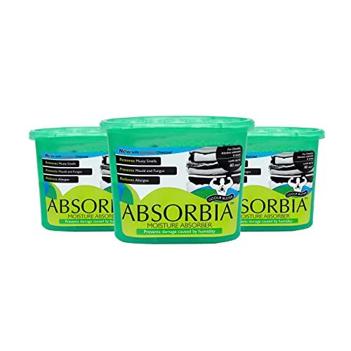 Absorbia Moisture Absorber & Odour Buster With Activated Charcoal |Family Pack Of 3 (300 Gms X 3 Boxes) |Absorption Capacity 600