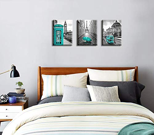 Paris Decor Wall Art For Bedroom London Big Ben Tower Canvas Prints Pictures For Bedroom Black And White Morden Canvas Wall Art