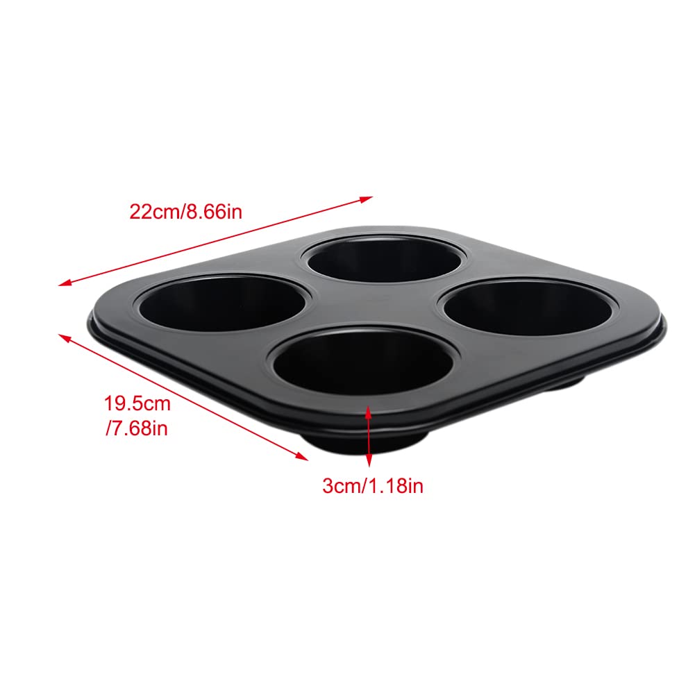 4 Cup Large Muffin Cupcake Moulds/Trays, Non Stick Cupcake Muffins Tin Baking Tray 2 Pack Carbon Steel Round Muffin & Cupcake Pa