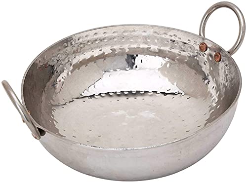 Kc Sandwich Bottom Heavy Guage Stainless Steel Hammered Kadhai Cookware(2500 Ml)