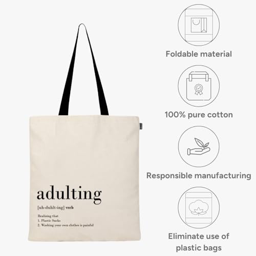 Eco Right Canvas Tote Bag For Women, Reusable Grocery Bags, Cute Tote Bags Aesthetic For Christmas Gifts, Shopping Beach