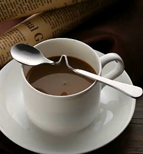 10Pcs Stainless Steel Honey Milk Coffee Mixing Spoons Teaspoon With Curved Handle - 7 Inch Long