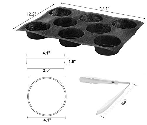 Hamburger Bun Pan For Baking, Mesh Silicone Hamburger Bun Mold, 8 Cavities Silicone Loaf Pan, Silicone Hamburger Bread Forms Per