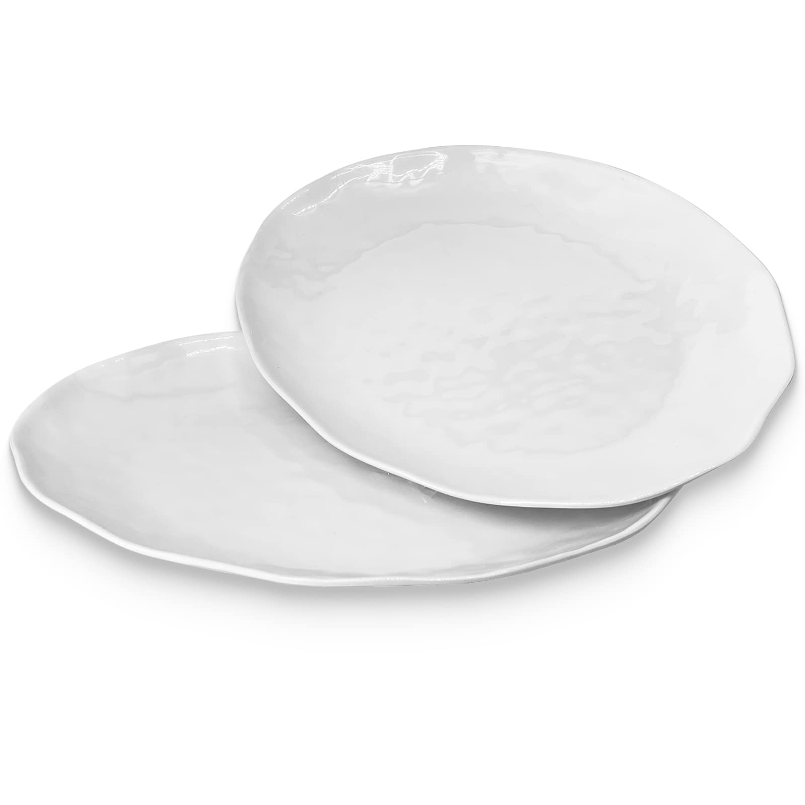 Yalin Oval Large Serving Platter, 16 Inch Melamine Serving Tray, Great For Restaurant, Steak, Salad And Everyday, Set Of 2 White