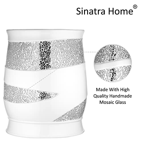 Zahari Home Sinatra Waste Basket Decorative Beautiful Designs Bathroom Bedroom Living Room Decor, White