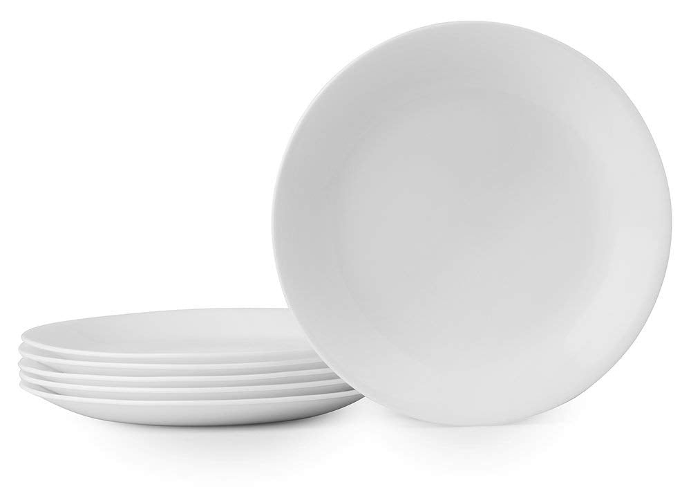 Corelle Vitrelle 6-Piece Salad Plates Set Triple Layer Glass and Chip Resistant, 8-1/2-Inch Lightweight Round Plates, Winter Fro