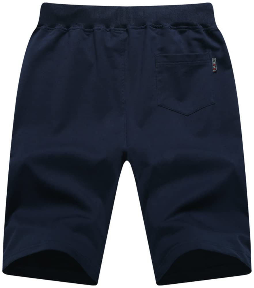 Qpngrp Mens Shorts Casual Drawstring Zipper Pockets Elastic Waist Navy 36