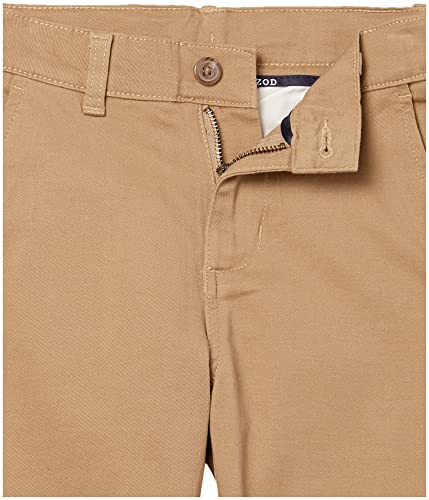Izod Boys School Uniform Twill Pants, Flat Front  Comfortable Waistband, Burnished Khaki, 16 Husky