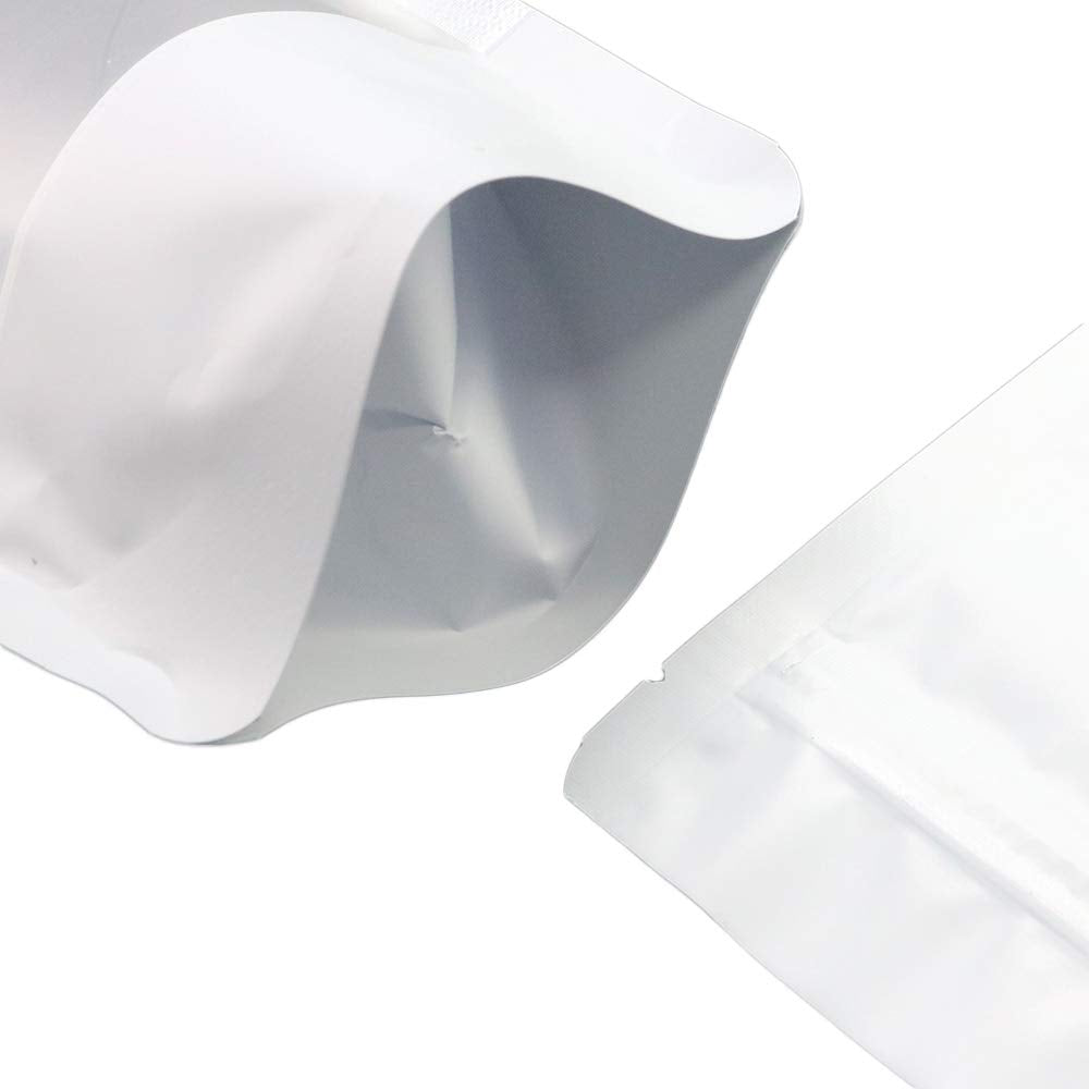 Qq Studio 100 Matte Metallic Color With Frosted Window Display Stand-Up Resealable Quickqlick Bags (6.3'' X 9.4'', Matte White)