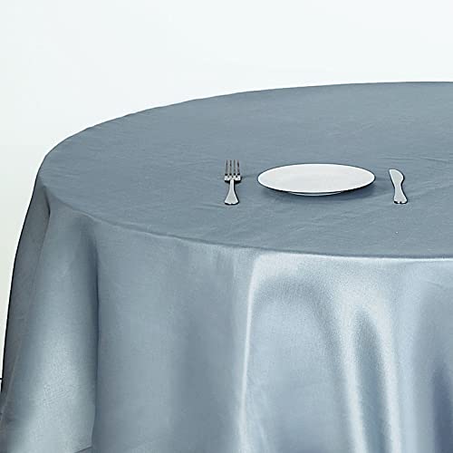 Balsacircle 108-Inch Dusty Blue Round Satin Tablecloth Table Cover Linens For Wedding Party Catering Kitchen Dining Events Kitch