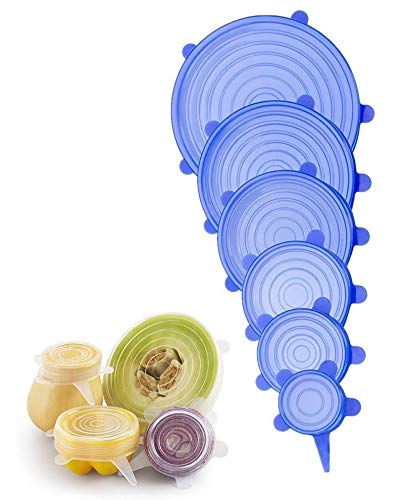 Orcoa Reusable Silicone Lid Covers for Pots, Pans, Dishes and Bowls (Pack of 6 Pcs) (Random Colours)
