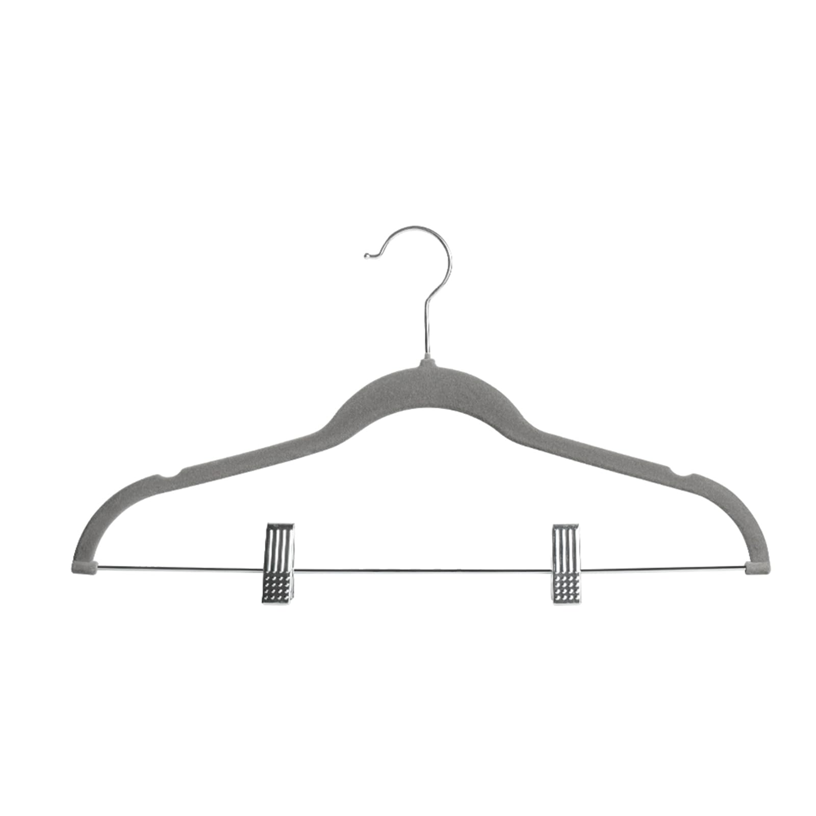 Softflame Velvet Pants Hangers Pack Of 24, Non-Slip Skirt Clothes Trousers Hangers With Adjustable Clips, 360  Swivel Hooks Grey
