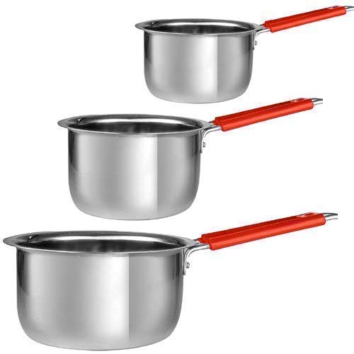 Zero To Infinity Store Stainless Steel NonInduction Sauce Pan, Milk Pan/Tea Pan/Coffee Pan (Set Of 3)750Ml,1000Ml,1500Ml (Sale 