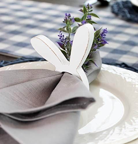 Auldhome Bunny Napkin Rings (Set Of 4); Easter And Holiday Rabbit Ear Wooden Napkin Rings