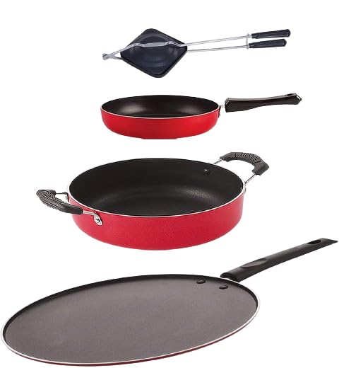 Nirlon Aluminium Non Stick Non Induction Cookware Set, 4 Piecesfp11_St12_Ht_Cs24