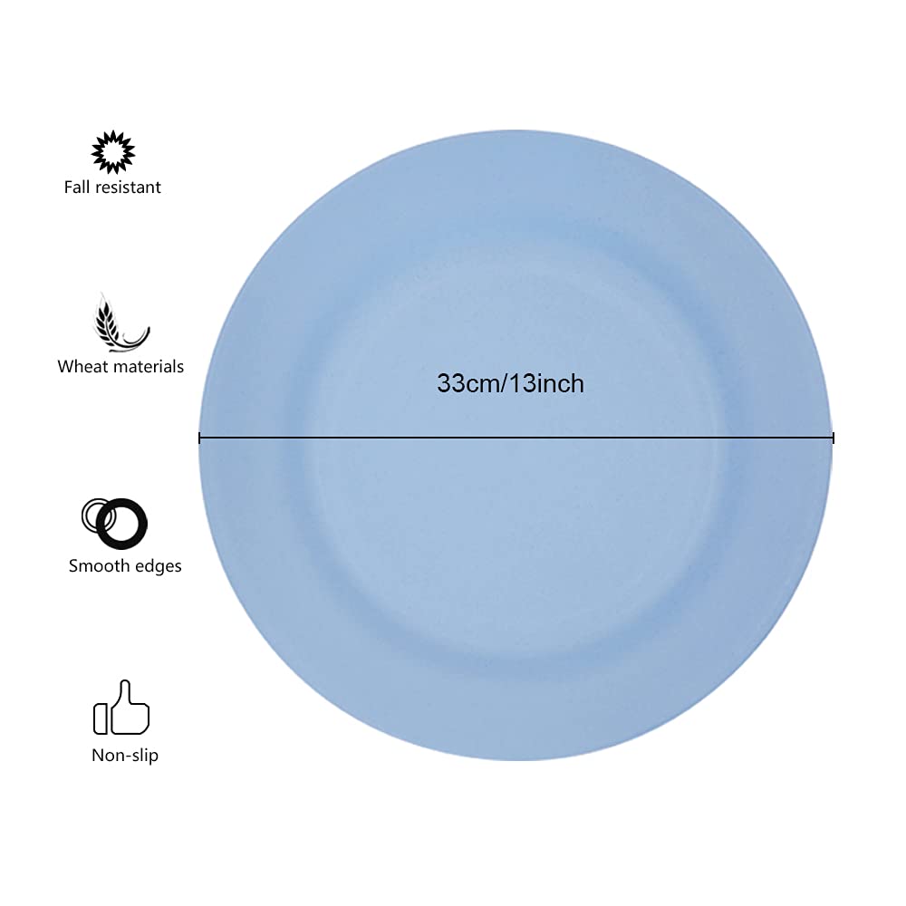 4 Pack 13 Inch Extra Large Size Dinner Plate Sets, Delicious Pasta Plates, Unbreakable Dishes, Lightweight Salad Dinnerware, Reu