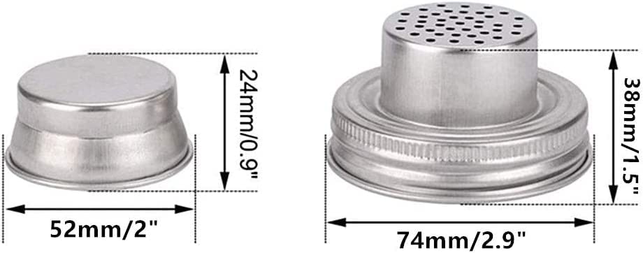 2 Pack Mason Jar Shaker Lids 304 Stainless Steel With Silicone Seals For Dredge Flour,Mix Spices,Sugar, Salt, Peppers And Any Re