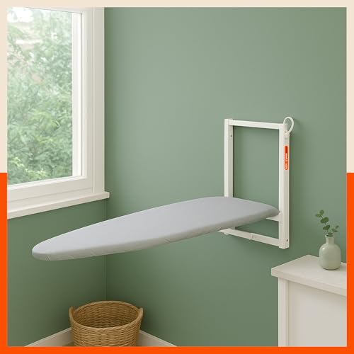 Bathla XPres Vault Wall Mount Ironing Table/Board | SpaceSaving & Foldable Mechanism | White | Diy Assembly | EasyRelease Lev