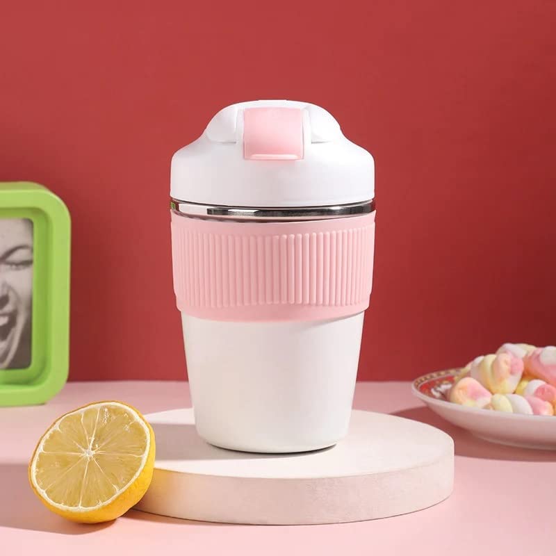 Vrupan Travel Coffee Mug, Insulated Cups with Double Wall Stainless Steel Vacuum Tumbler with Flip Lid, Silicone Sleeve, Hot or 