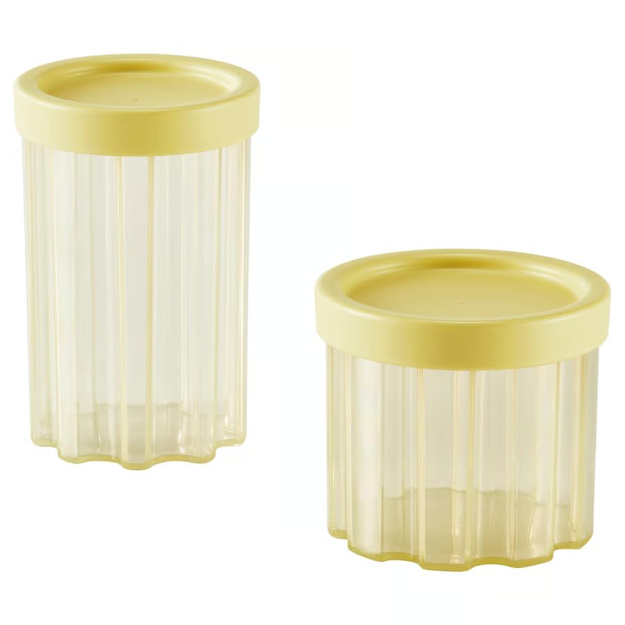 Stork Spjutlilja Jar With Lid, Light Yellow, Transparent, Stackable, Set Of 2, For Dry Goods, Spices, Coffee, Tea