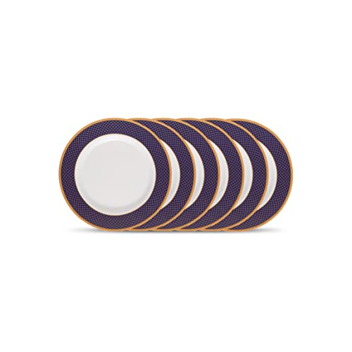 La Opala Diva Sovrana Collection Opal Glass Crockery | Quarter Plate Set Of 6 Regent Blue | Side Plate For Snacking & Gifting | 
