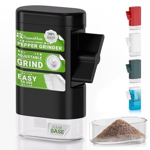Refillable Sea Salt And Pepper Grinder - Traditional Ceramic Peppercorn Grinder, Pepper Mill By Peppermate (Black)