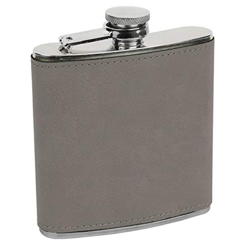 Erie 216 6Oz. Leatherette Wrapped Stainless Steel Flask Gray (Fsk619)
