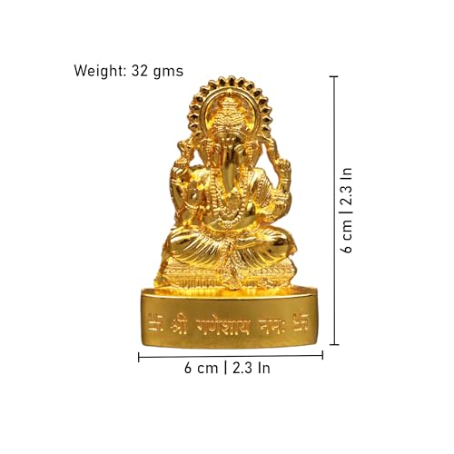 Spillbox Gold Plated God Statue Showpiece For Home Office Figurine Religious Pooja Gift Living Room Decoration Home Dcor (Ganesh