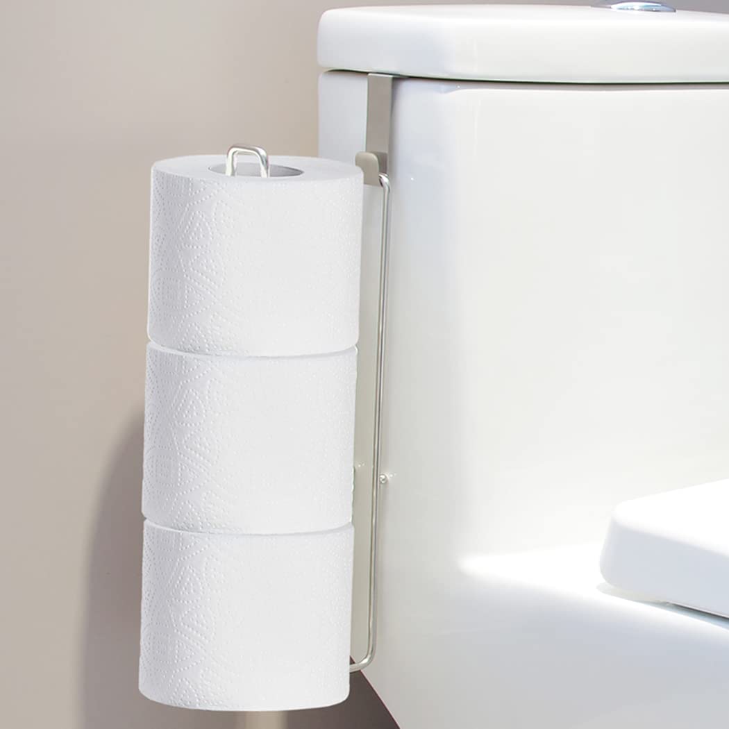 Toilet Paper Holder with Storage Extra 3 Roll Tissue, Over The Tank Toilet Paper Holder Wall Mount, Brushed Nickel and Chrome Ti