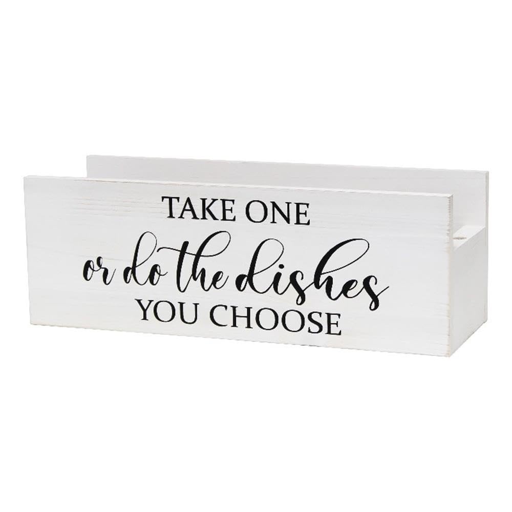 Elegant Designs HG2035-WWH Pantry Picks Farmhouse Wooden Kitchen Countertop Decorative Organizer w Take One or do The Dishes You