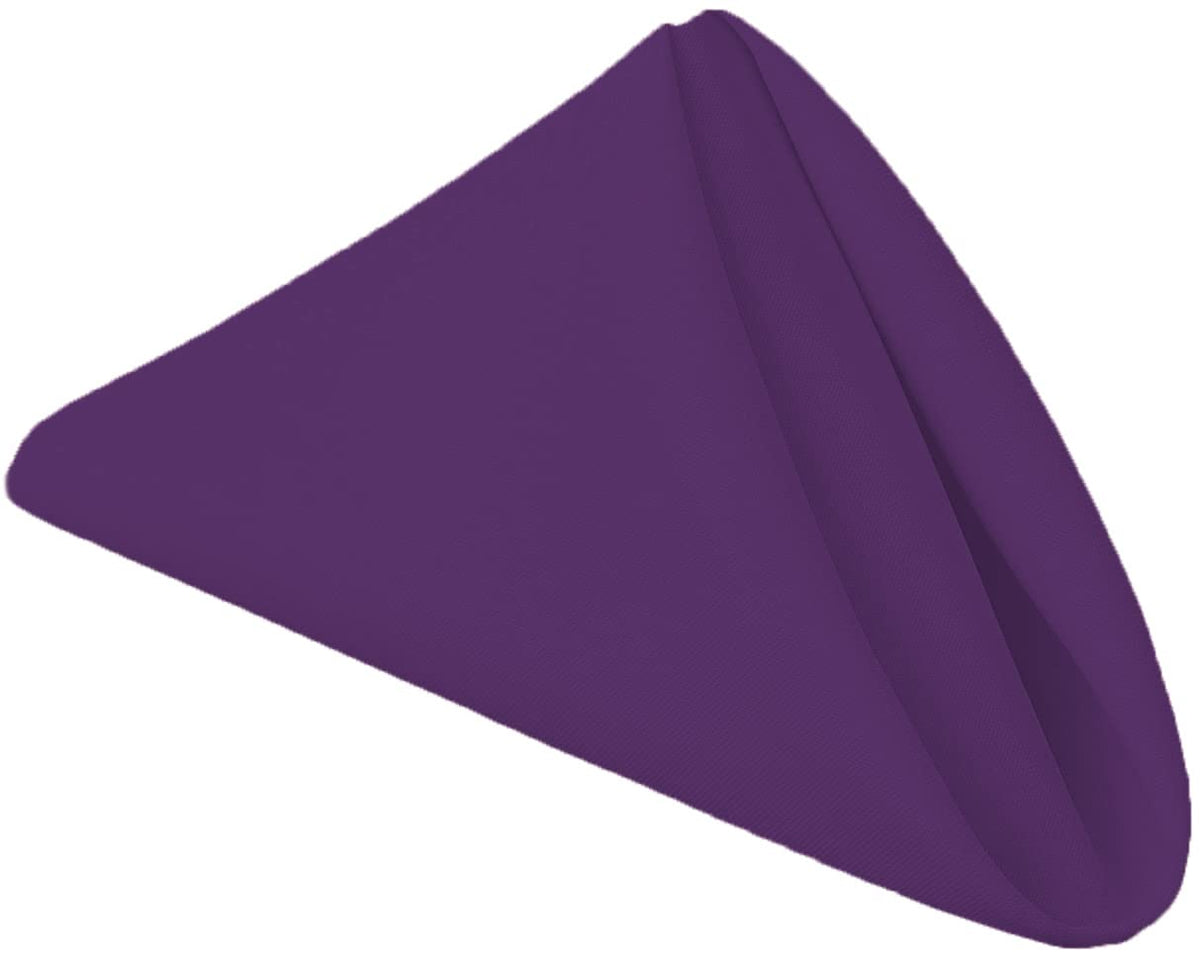 Ploymono Purple Heavy Duty Cloth Napkins - 17 X 17 Inch Solid Washable Polyester Dinner Napkins - Set Of 8 Napkins With Hemmed E