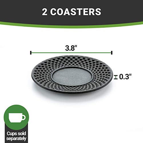 Restaurantware Tetsubin Black Cast Iron Coaster - Hobnail - 3 3/4'' X 3 3/4'' - 2 Count Box