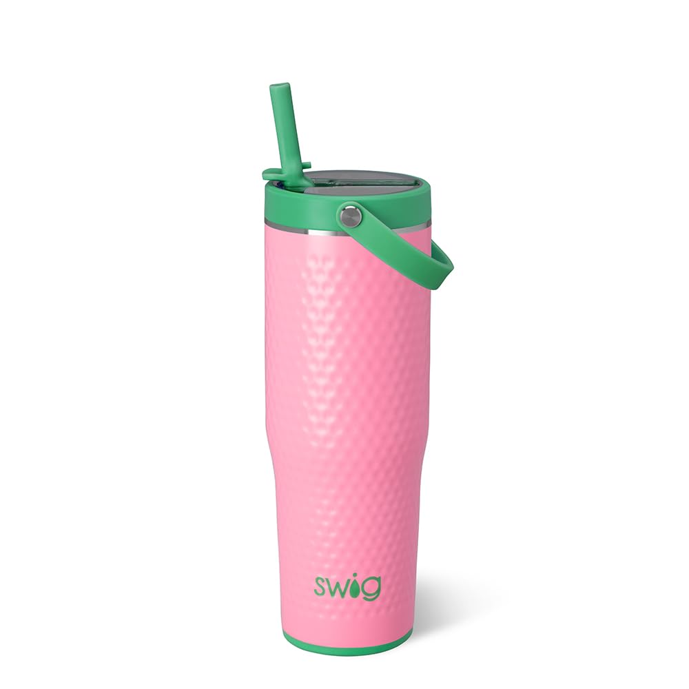 Swig Life 30oz Leakproof ToGo Tumbler with Handle, Azalea Golf Ball
