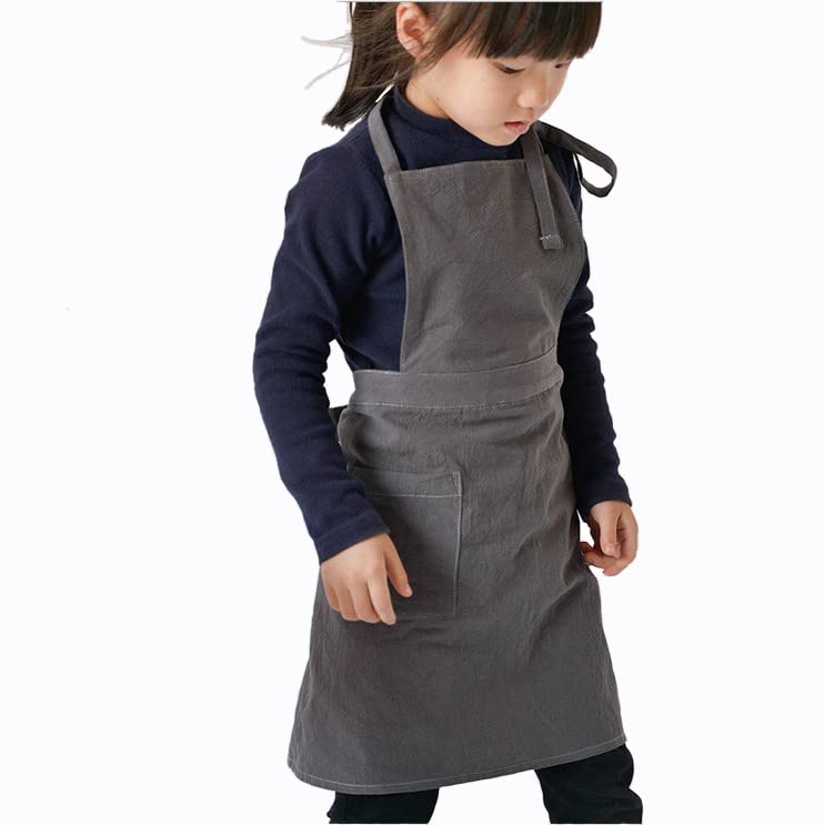 Luchuan Children'S Aprons,Cotton And Linen Hand-Crafted Lesson Apron For Kids (S:21.65Inch(L) 22.8Inch(W))