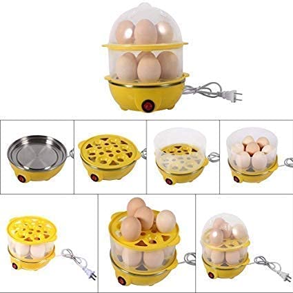 Zuvexa Egg Boiler Poacher Automatic Off Steaming, Cooking, Boiling Double Layer 14 Egg Boiler (Multicolor)