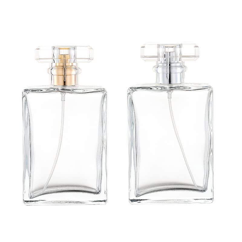 Yorror 2 Pack Clear Glass Perfume Atomizer,100Ml Empty Refillable Perfume Spray Bottle For Men And Women,Portable Fragrance Fine