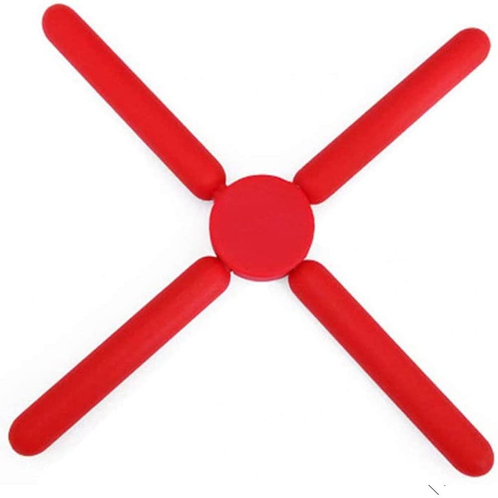 3Pack Foldable Silicone Trivets, Fengchen Folding Trivet, Non-Slip Collapsible Cross Compact Design Expandable Silicone Pot Hold