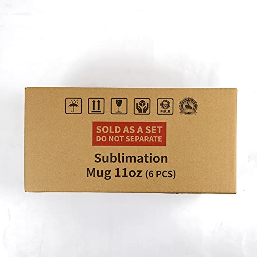 Mr.R 11Oz Set Of 6 Sublimation Blanks Frosted Glass Mug,Coffee Mugs With Handle For Heat Thermal Coating Transfer