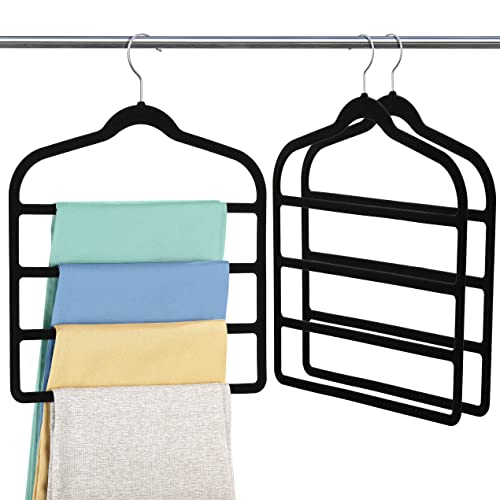 Velvet Pant Clothes Hanger Space Saving Non-Slip Shorts Hanger, Myfolrena Jeans Slack Trousers Hangers Multiple Velvet Hanger Cl